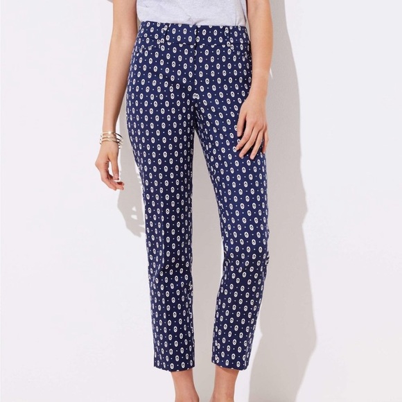 LOFT Pants - Loft Riviera Pants Navy and White Print Marisa Fit